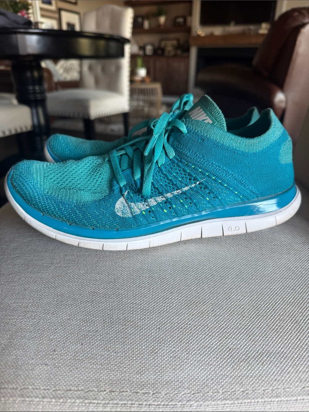Nike Women’s Flyknit Running Shoes — Teal Free Run 4.0-size 9